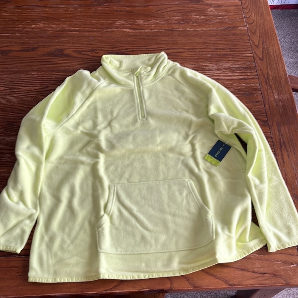 NWT, XL Tek Gear quarter zip sweatshirt with front pocket. Neon yellow color.